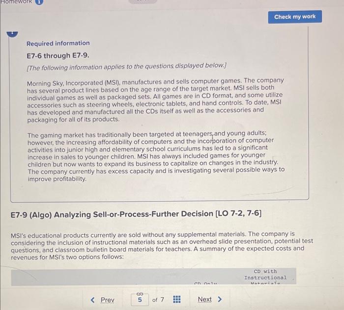  Required information E7-6 through E7-9. [The following information applies to the