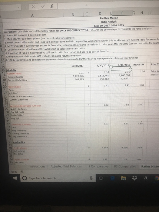 worksheet labeled "Ratios Historical". Complete all the required ratios AND analysis (see
