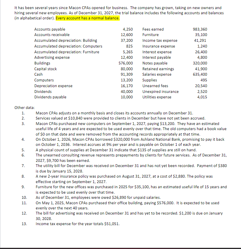 Having trouble preparing adjusting and closing entries for this question It has