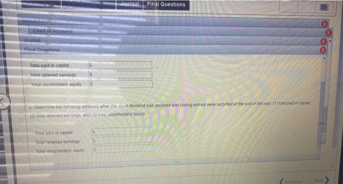 for stock watends Chart of Accounts Journal Final Questions Healthy Life.Co.Is an