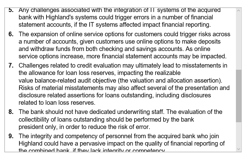 of Highland Requirements Bank and Trust. The firm is conducting its audit