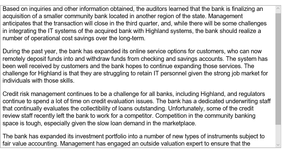 a. Describe any risks of material misstatement at the financial statement level.