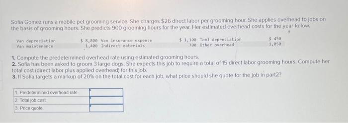 how would i do this problem? Sofia Gomez runs a mobile pet