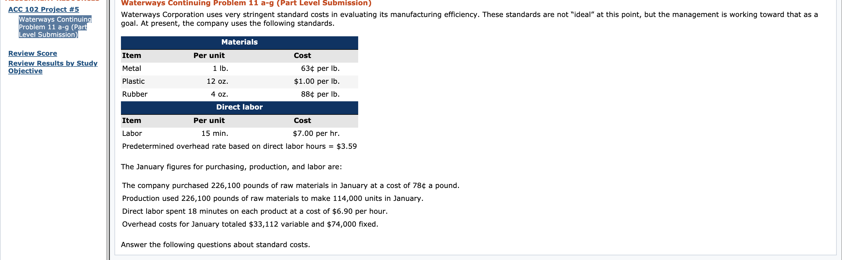 ACC 102 Project #5 Waterways Continuing Problem 11 a-g (Part Level