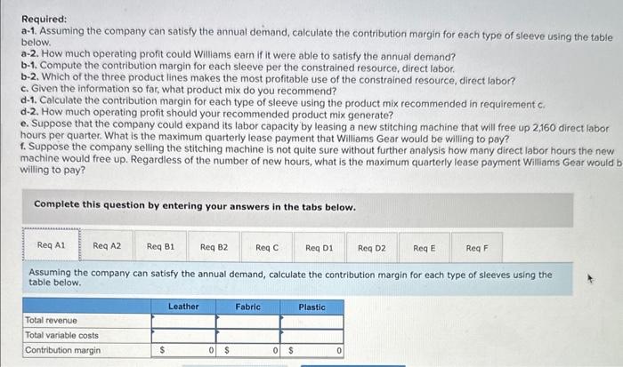 D1 Required D2 Required E Required F Williams Gear makes and sells