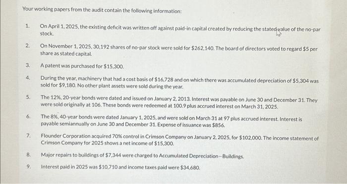 in connection with your audit of Flounder Corporation for the year ended