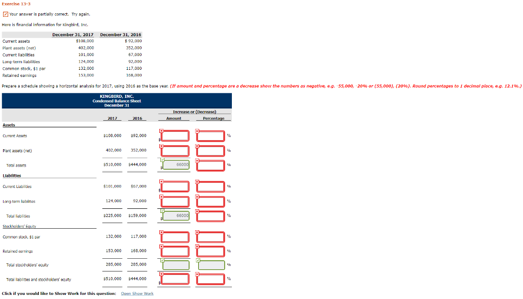 Exercise 13-3 Your answer ls partialy correct. Try again. Here is
