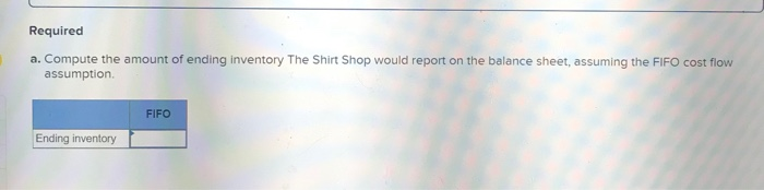 The Shirt Shop had the following transactions for T-shirts for 2018, its