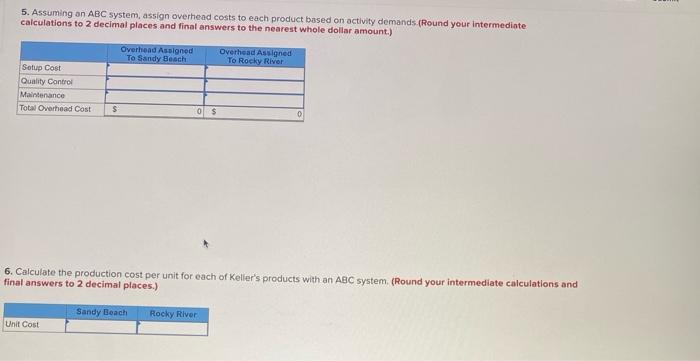 follows: Sandy Beach Rocky River Direct materials cost per unit $19.50 $