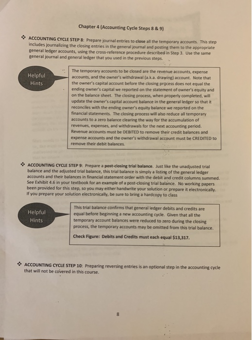  Chapter 4 (Accounting Cycle Steps 8 & 9) ACCOUNTING CYCLE STEP