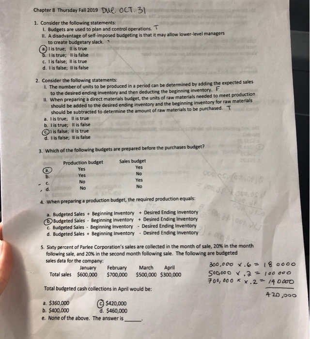  Chapter 8 Thursday Fall 2019 Due. OCT.31 1. Consider the following
