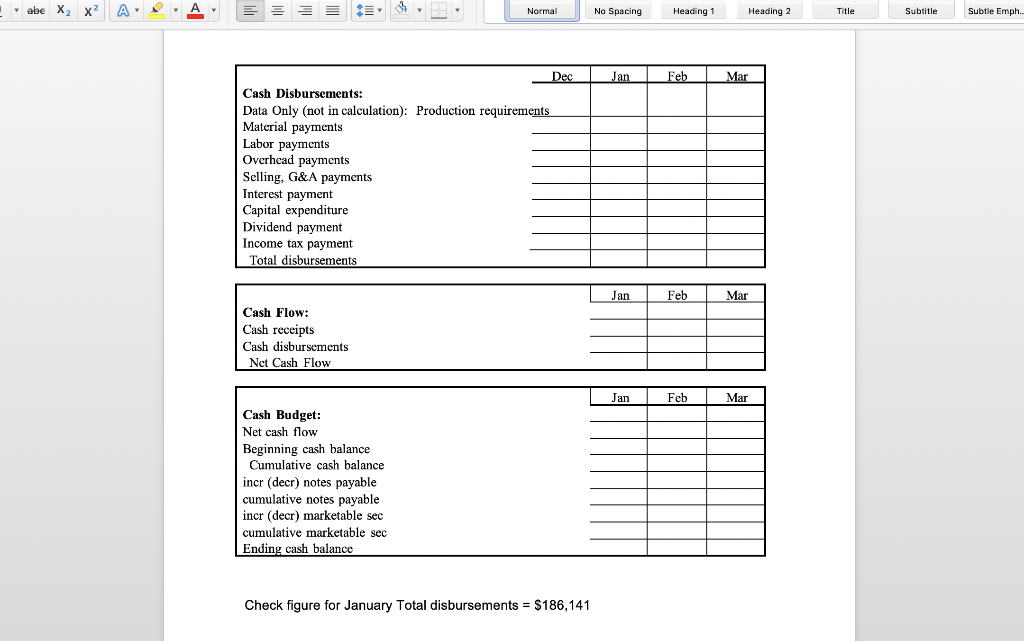 like you to prepare a monthly cash budget, monthly and quarterly pro