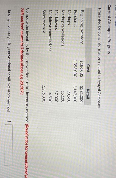  Current Attempt in Progress Presented below is information related to Ayayal