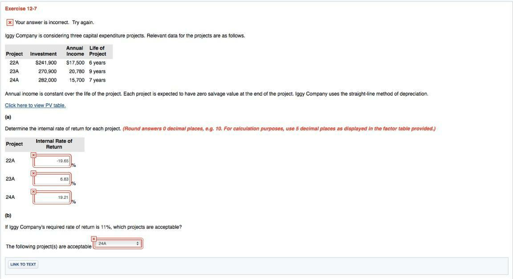  Exercise 12-7 Your answer is incorrect. Try again. ggy Company is
