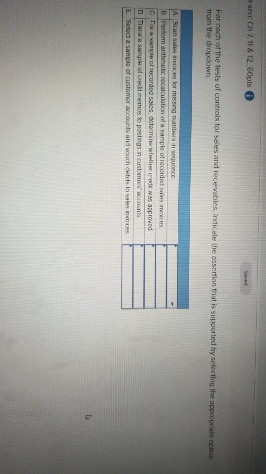 ASAP Exerc Ch 7, 11 & 12 60pts For each of