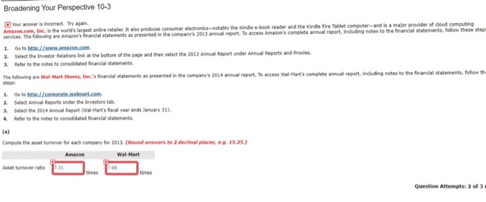  Broadening Your Perspective 10-3 Your answer is incorrect. Try again. Amazon.com,