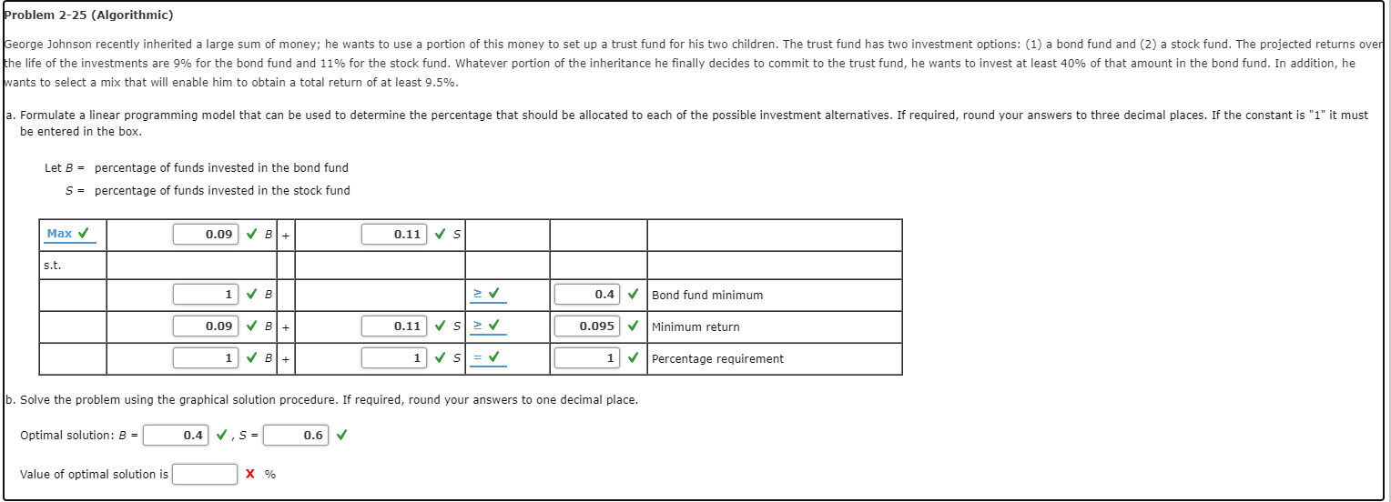 roblem 2-25 (Algorithmic) George Johnson recently inherited a large sum of