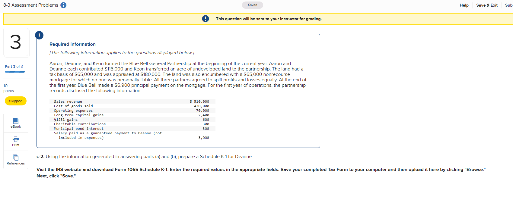 8-3 Assessment Problems i Saved Help Save & Exit & Sub