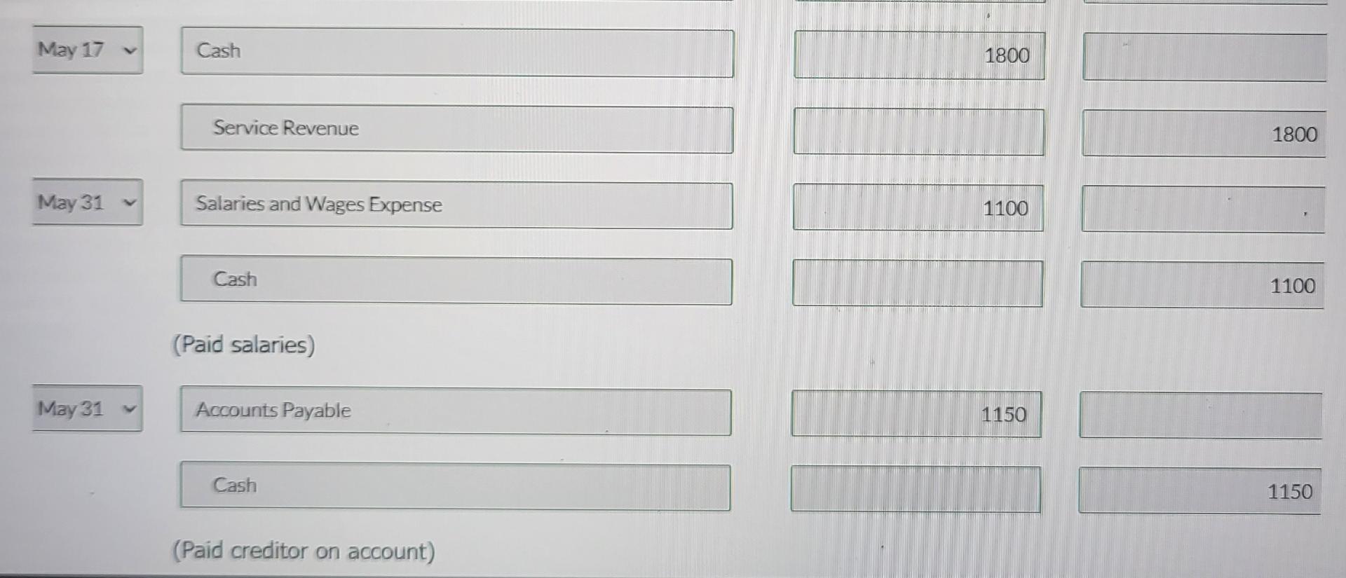 May 1 Stockholders invested $21,700 cash in exchange for common stock. 2