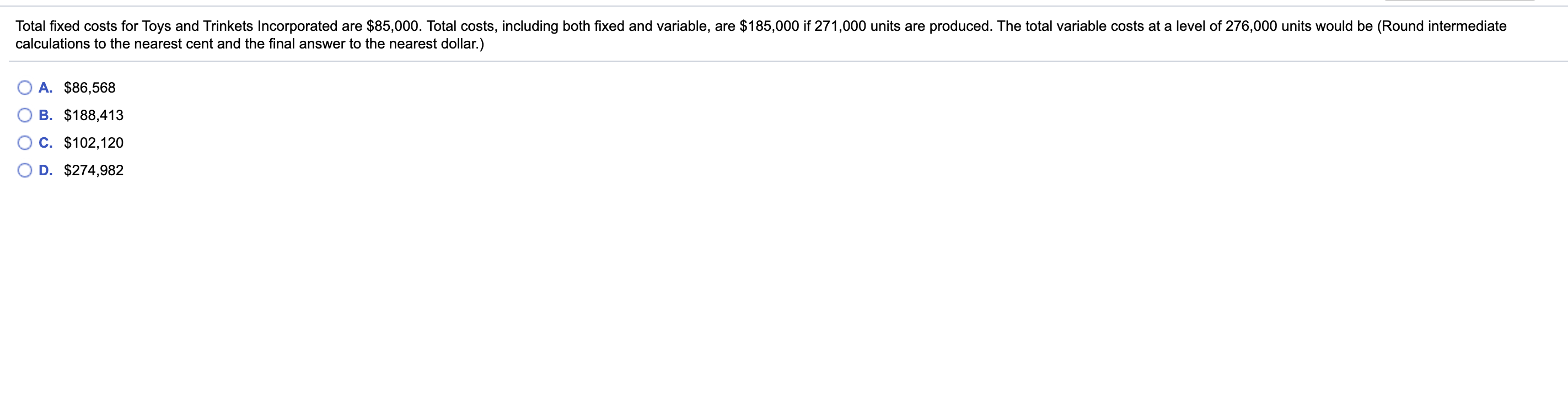 How would you solve for this ? Total fixed costs for Toys