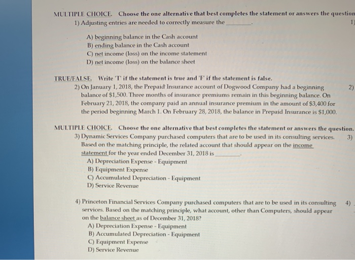  MULTIPLE CHOICE. Choose the one alternative that best completes the statement