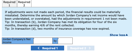 Jordan Company's annual accounting year ends on December 31, lt s now