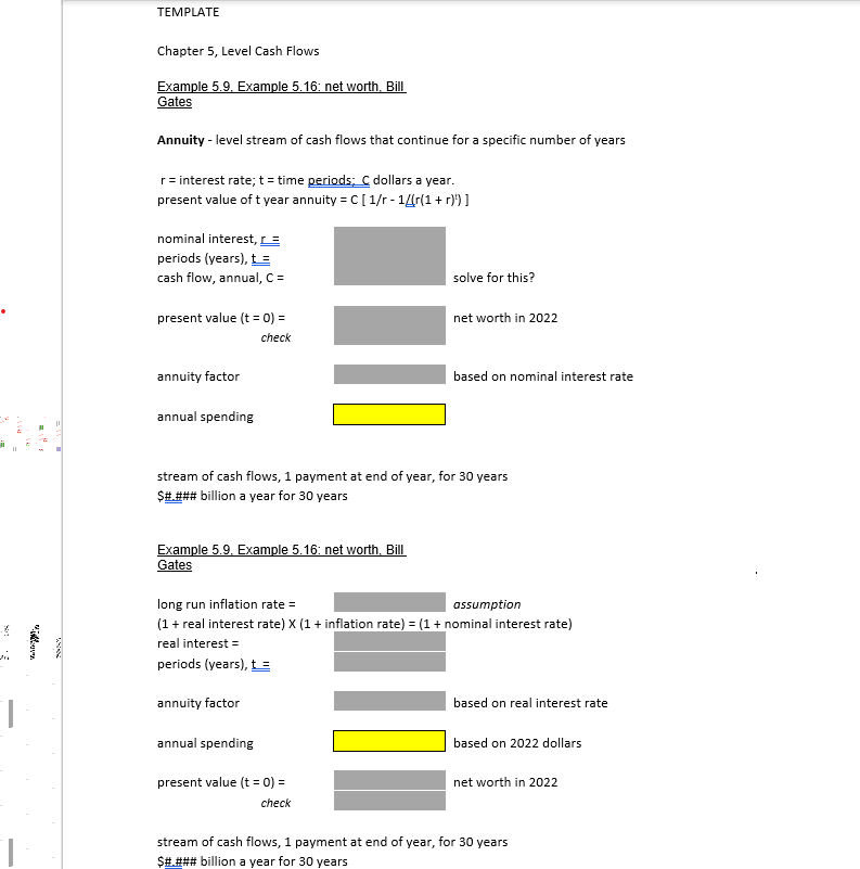  TEMPLATE Chapter 5, Level Cash Flows Example 5.9. Example 5.16: net