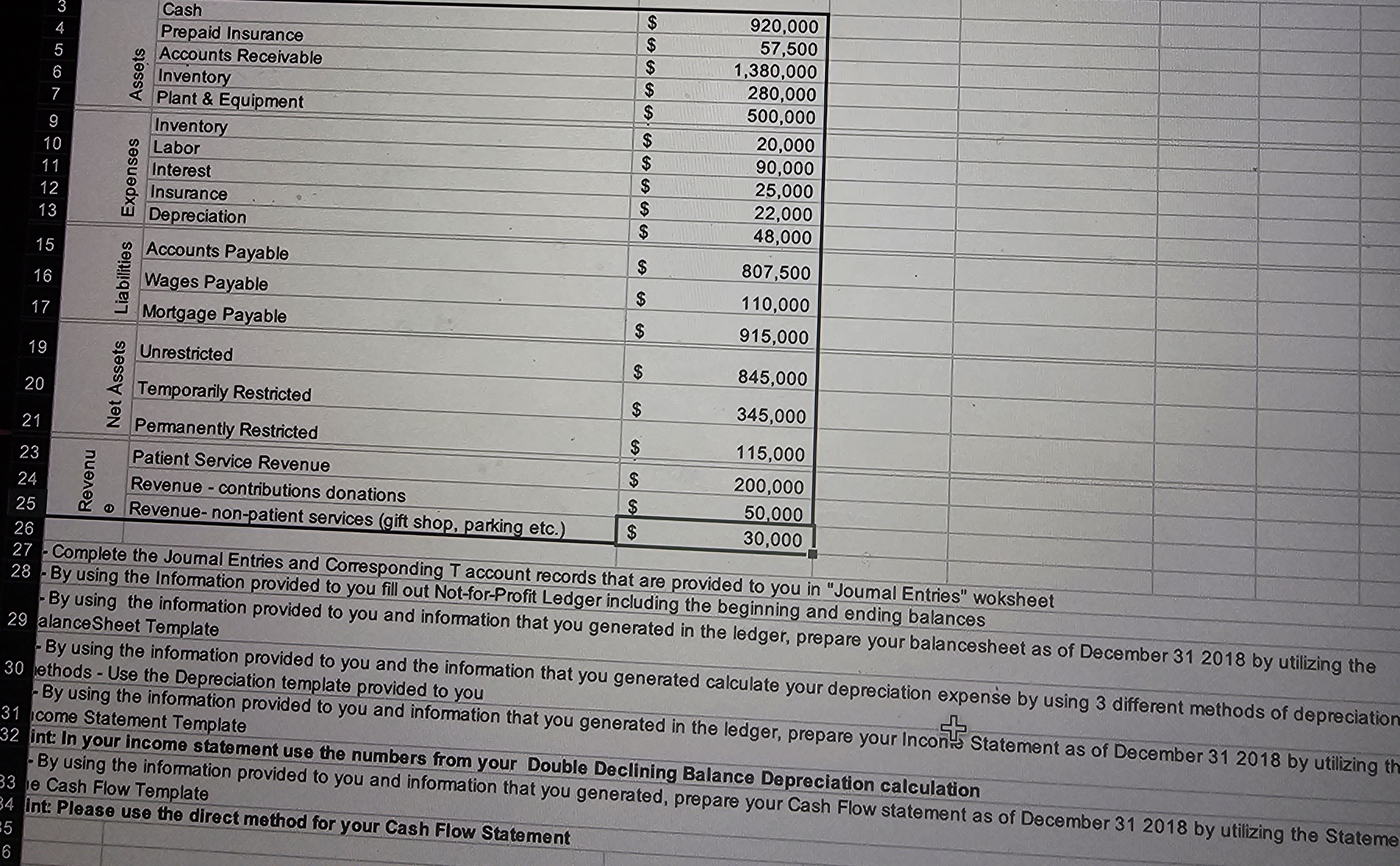  - By using the Information provided to you fill out I