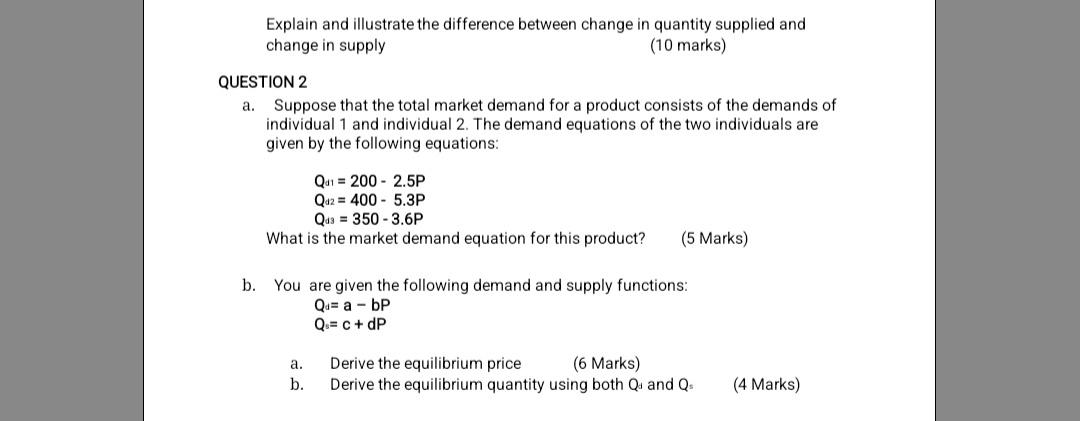 Explain and illustrate the difference between change in quantity supplied and