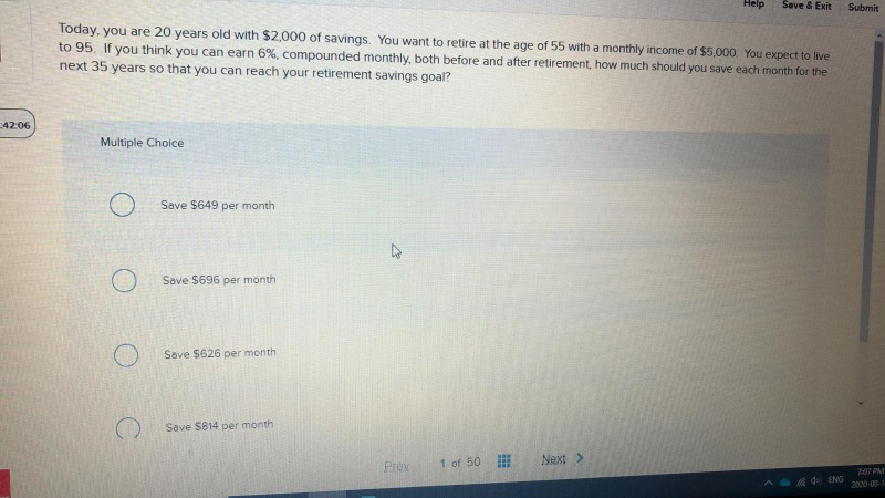 Help Save & Exit Submit Today, you are 20 years old