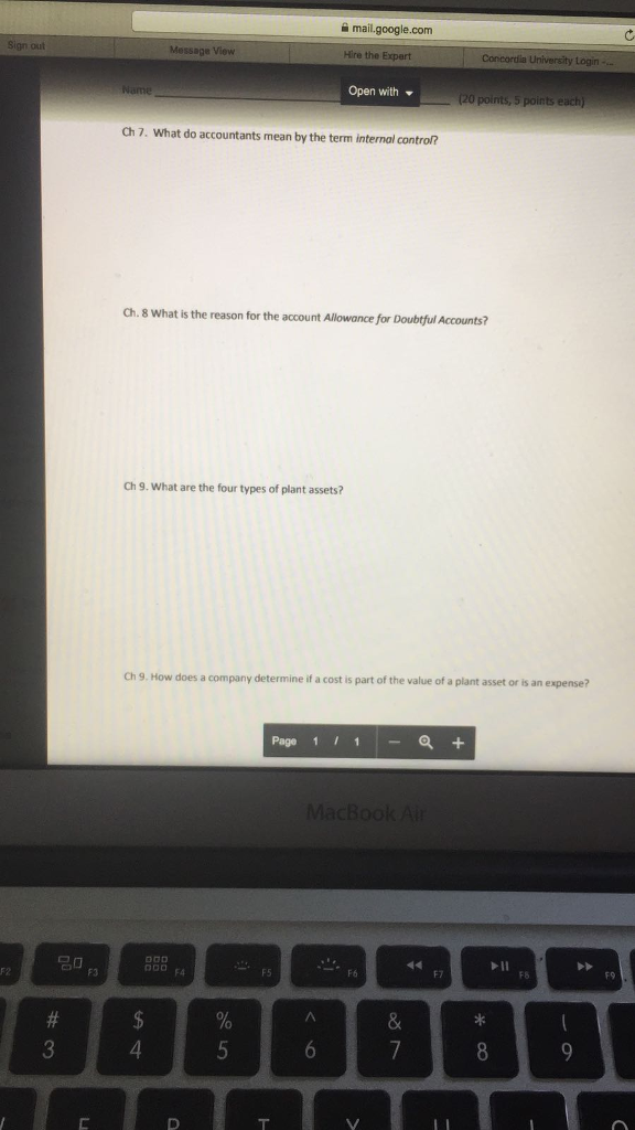 PLEASE HELP SOLVE ? mail.google.com Hire the Expert Open with Ch 7.