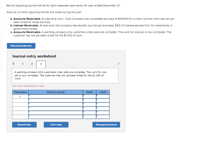 year. o. Accounts Recelvable. At year-end, the L. Cole Company has completed