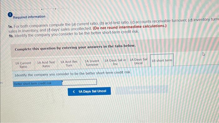 question by entering your answers in the tabs below. For both companies