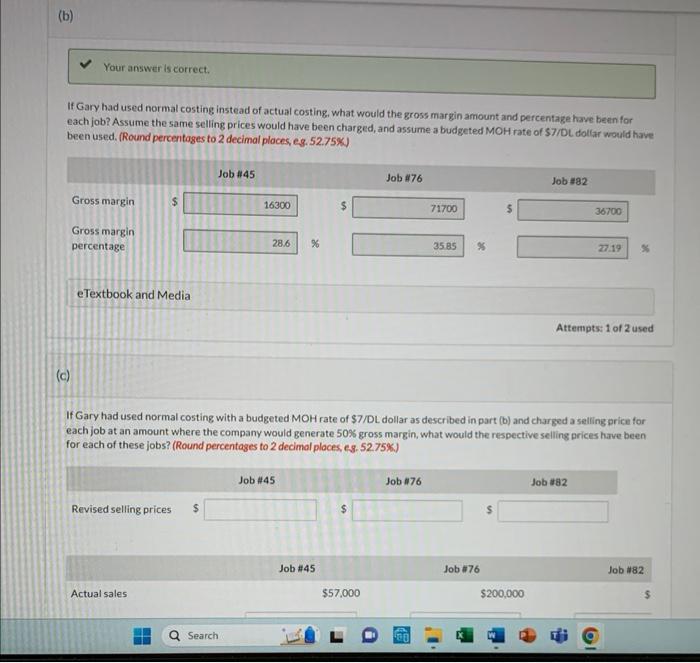 at the profitability of a few jobs from the prior year, wondering