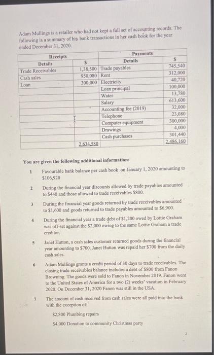  USING THE INFORMATION ABOVE CAN YOU PLEASE PREPAPRE THE TRADE CREDITORS