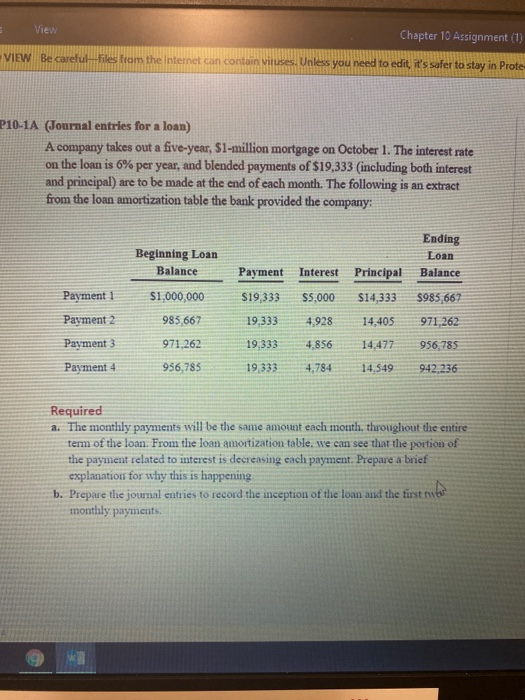  View Chapter 10 Assignment (1) VIEW Be careful files from the