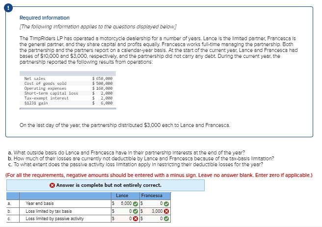 PLEASE HELP ME WITH PART C FOR LANCE Required information (The