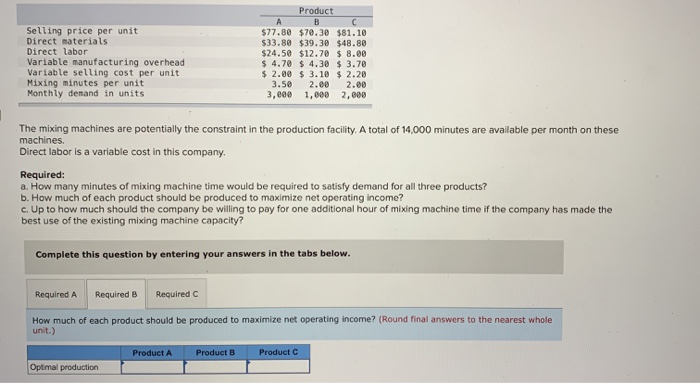 :) Holton Company makes three products in a single facility. Data concerning