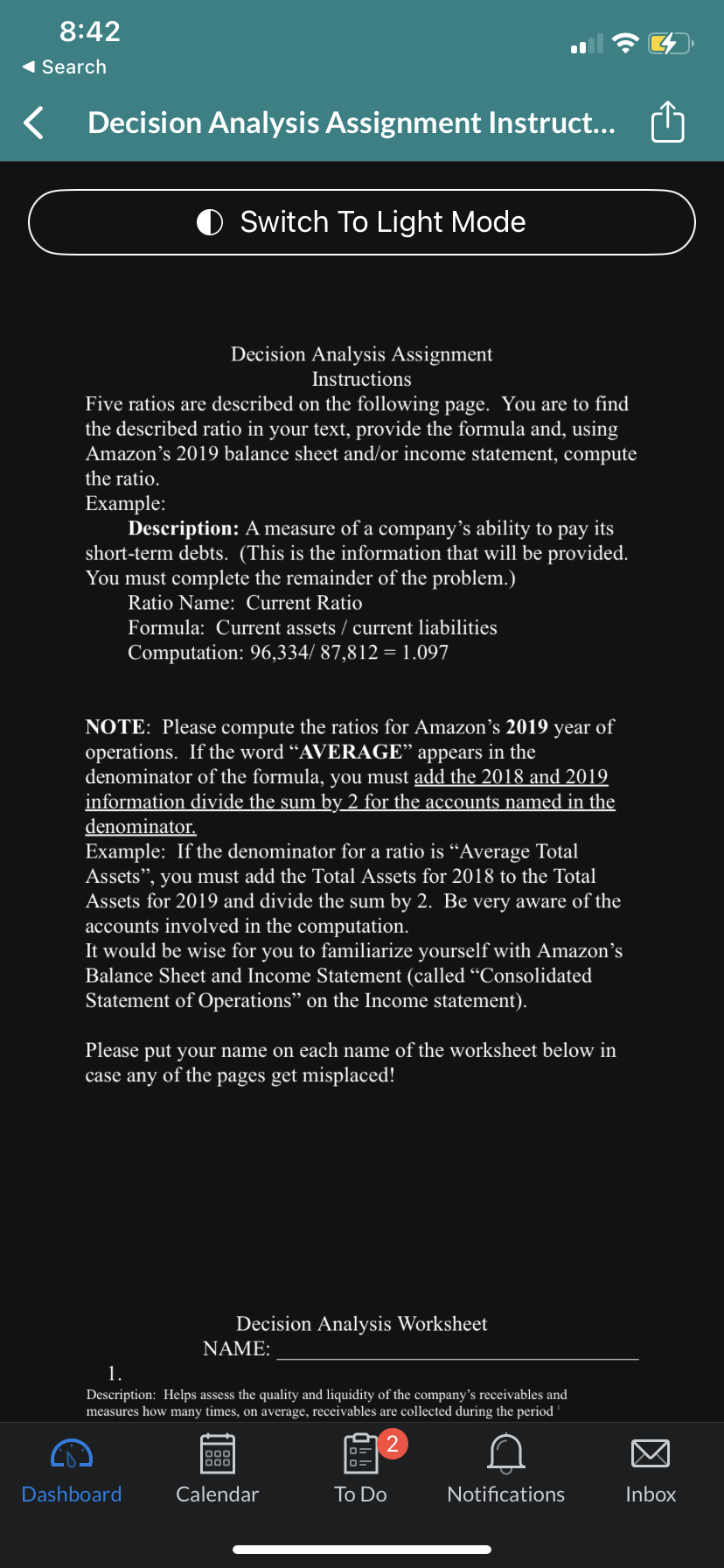 ratios are described on the following page. You are to find the