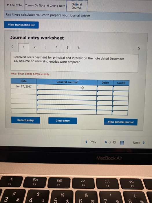 to record the accrued interest on the Lee note. 2017 Jan. 27