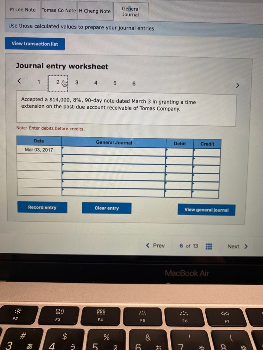 Received Lee's payment for principal and interest on the note dated December
