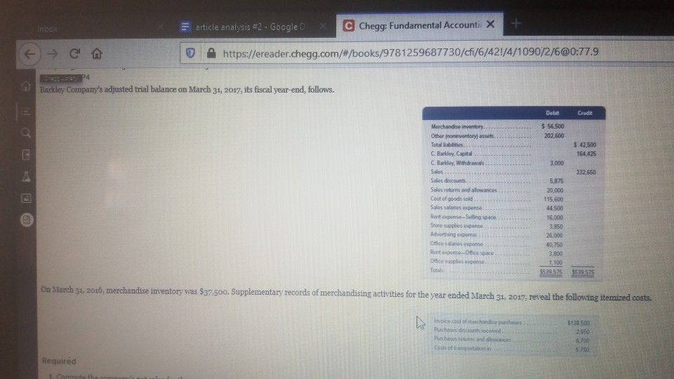 Inbox = article analysis #2 - Google D X C Chegg: