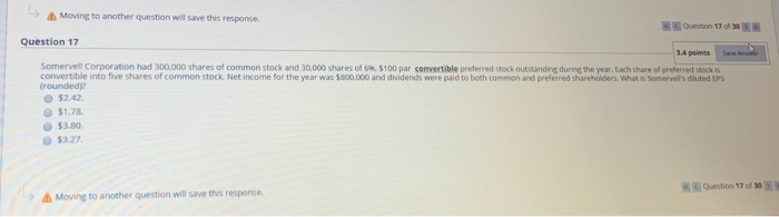  Moving to another question will save this response. Question 17 of