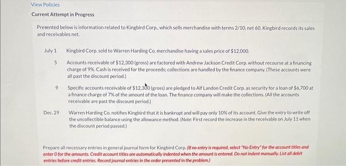  Current Attempt in Progress Presented below is information related to Kingbird