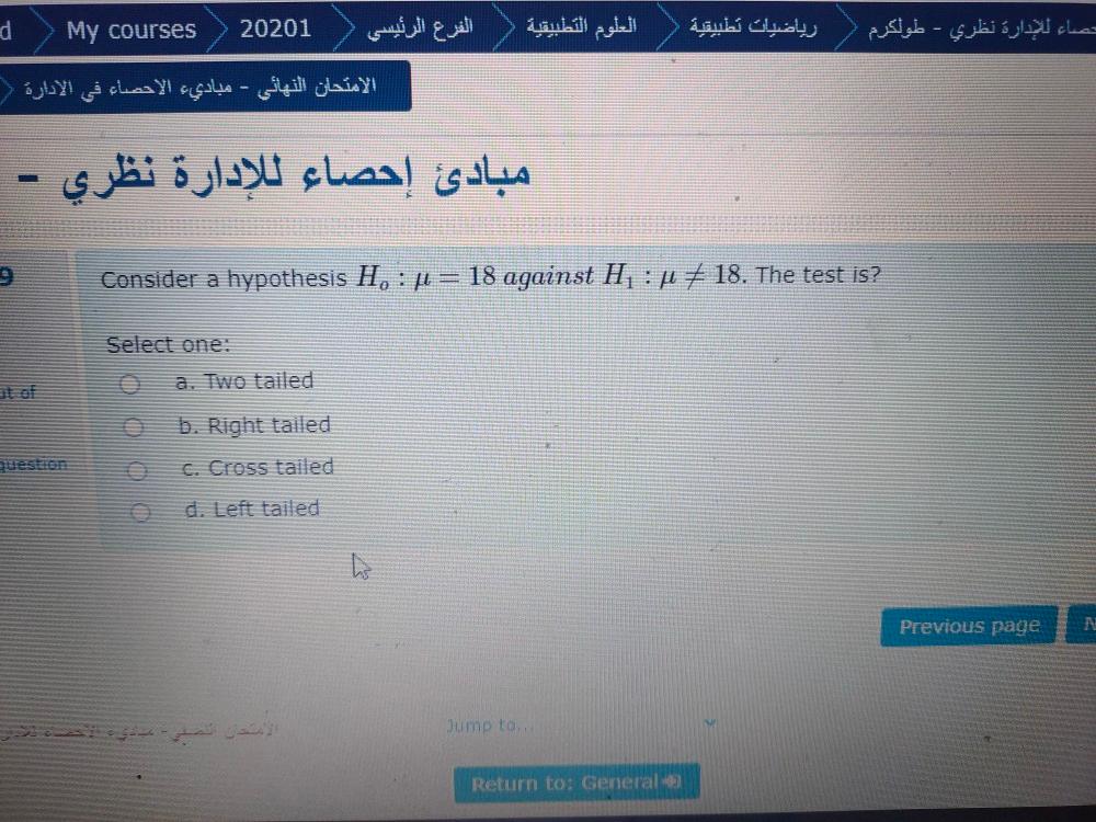  d My courses 20201 - - Consider a hypothesis H, :11