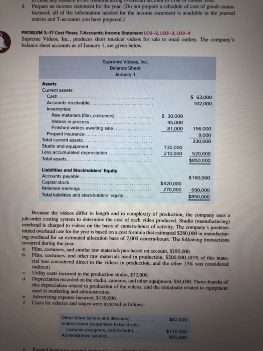  4. Prepare an income statement for the year. (Do not prepare
