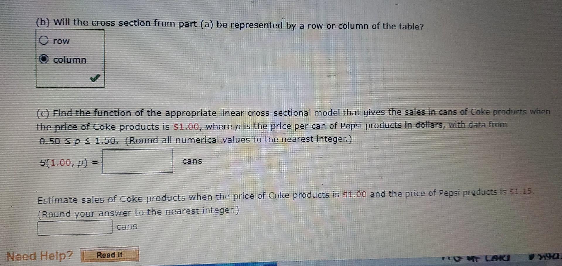 (b) Will the cross section from part (a) be represented by