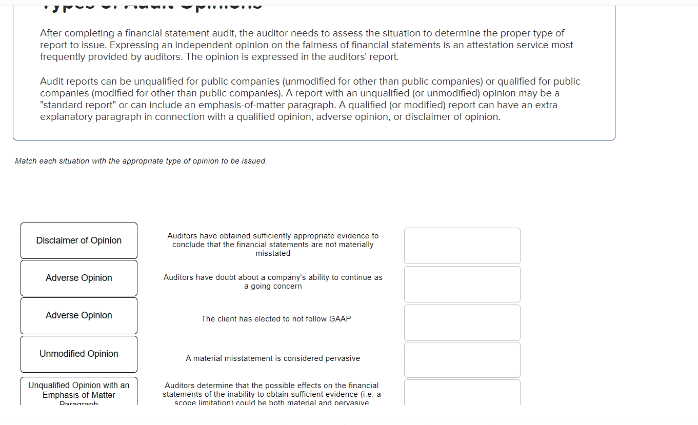  After completing a financial statement audit, the auditor needs to assess