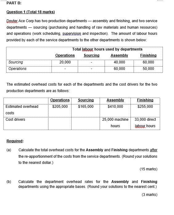 PART B: Question 1 (Total 18 marks) Deuter Ace Corp has