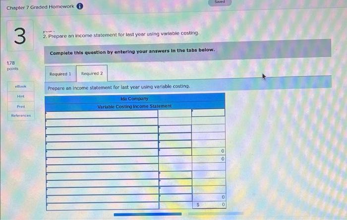 for the company's operations last year follow units in beginning inventory Units